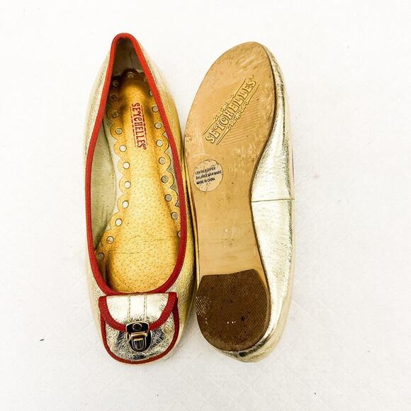 Seychelles Gold Metallic Orange Trim Leather Flats Size 6.5 - Picture 5 of 6